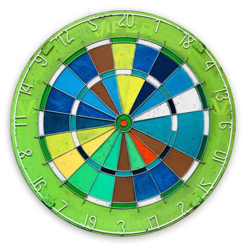 Acacia Marable

Color Pains #2, 2023

oil and wire on sisal dartboard

17 1/2 x 17 1/2 x 2 in.
44.5 x 44.5 x 5.1 cm.

(ACM007)