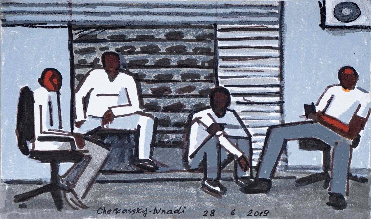 Zoya Cherkassky
Sudanese Shoe Shop, 2019
Markers on paper
6 x 9 inches
