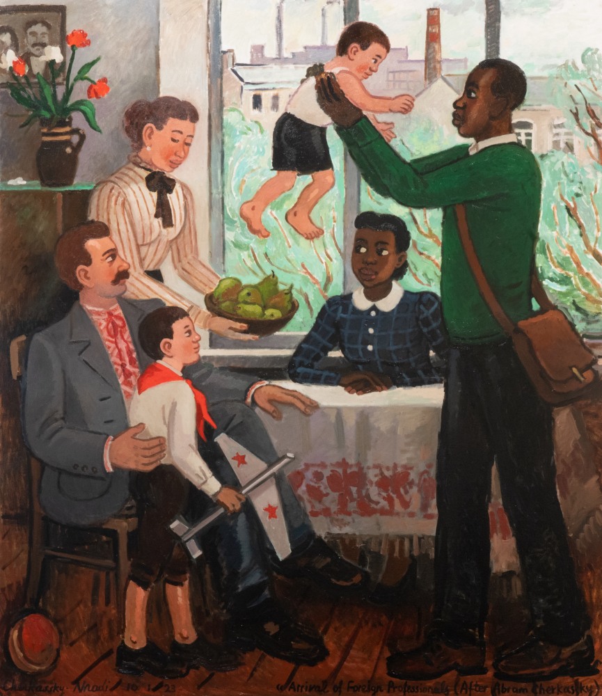 Arrival of Foreign Professionals (after Abram Cherkassky), 2022
Oil on linen
69 × 55.25 in