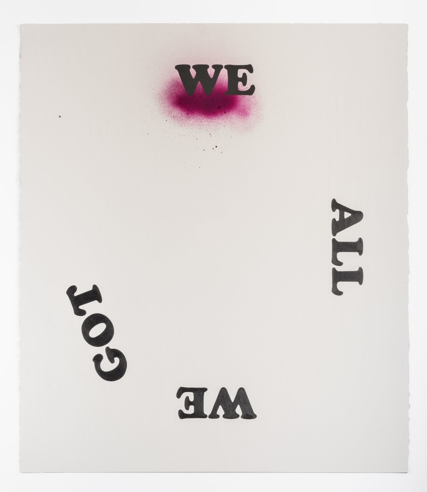 Untitled (We All We Got, Pink), 2017
Graphite and Aerosol Paint on Paper
29&amp;nbsp;x 25&amp;nbsp;inches (Framed)