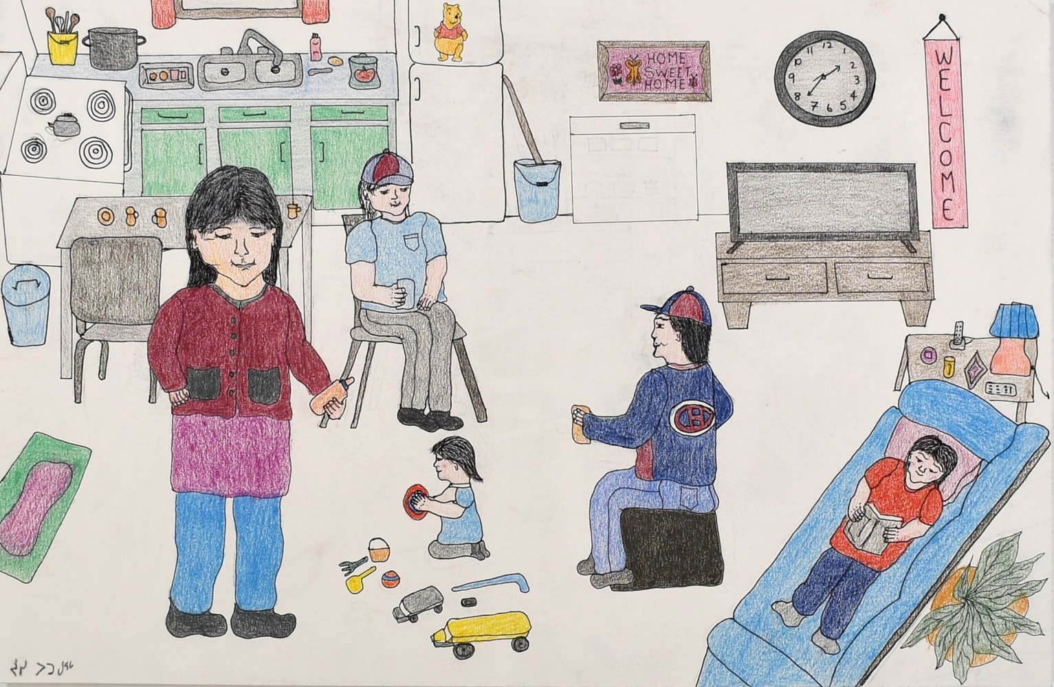 Josie Pootoogook
Untitled, 2021
Colored pencil, and ink, on paper
15 x 23 in