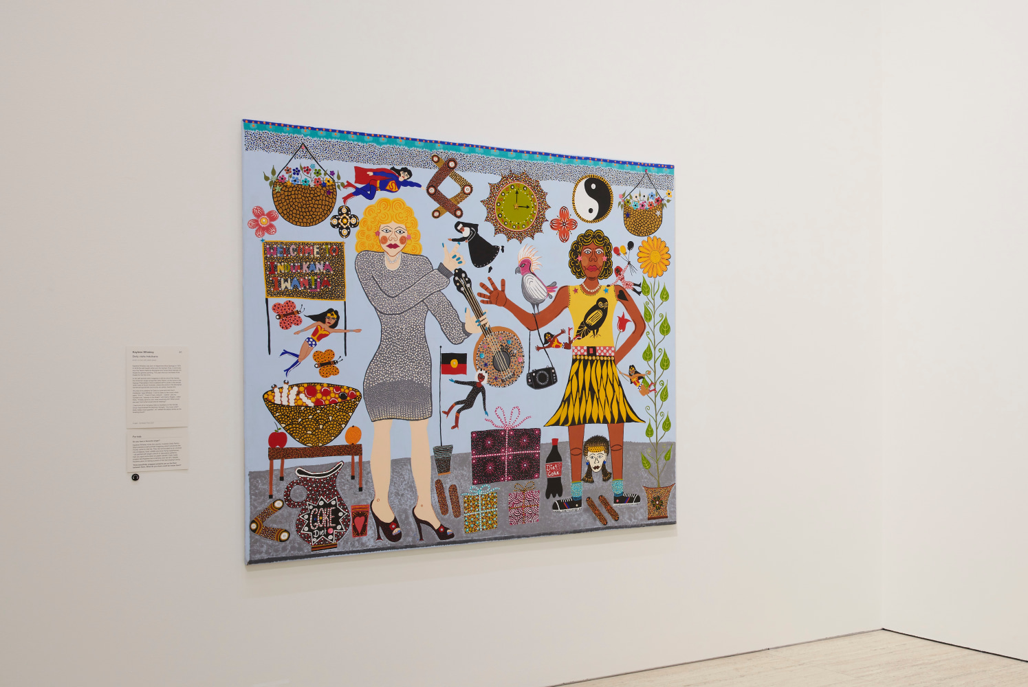 Installation view of Kaylene Whiskey&amp;#39;s Dolly visits lndulkana 2020, on display as part of Archibald Prize 2020 exhibition, at the Art Gallery of New South Wales, 26 September -10 January 2021.&amp;nbsp;
Photo &amp;copy; Art Gallery of New South Wales, Felicity Jenkins.