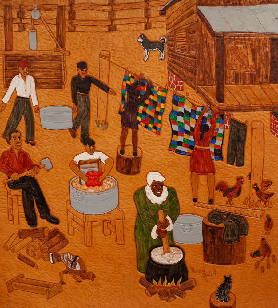 The Gammages (Patsy&amp;#39;s House),&amp;nbsp;2005
Acrylic paint on carved and tooled leather
39.75 x 36 inches