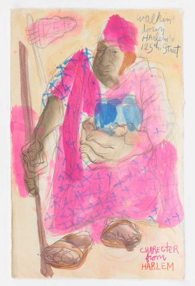 Aminah Brenda Lynn Robinson
Walkin&amp;#39; Down Harlem&amp;#39;s 125th Street
20 x 13 in.
Watercolor and graphite on paper