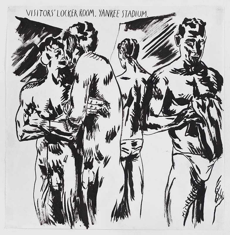 Raymond Pettibon
No Title (Visitors locker room...), 2010
Pen and ink on paper
24.5&amp;nbsp;x 24&amp;nbsp;inches
Courtesy of David Zwirner, New York/London