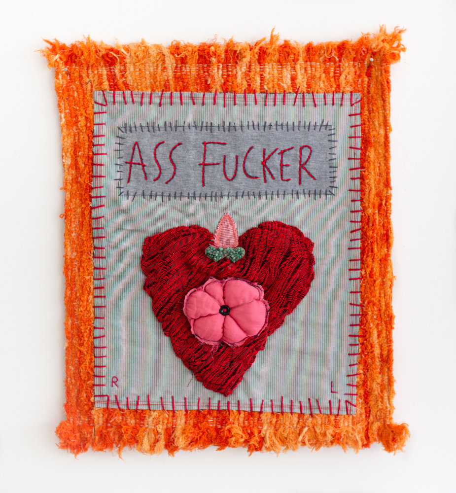 Randolpho Lamonier
Ass Fucker, 2021
Mixed media (Fabric, embroidery and buttons on carpet)
24 x 16 inches