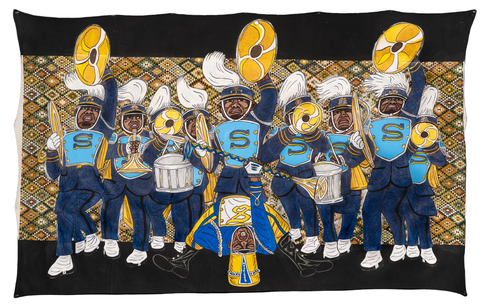 Keith Duncan&amp;nbsp;
Southern University Marching Band, 2020
Acrylic with fabric on canvas
68 x 108 inches