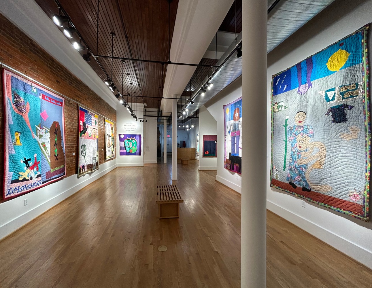 Installation view, &amp;#39;Picture This: The Story Quilts of Yvonne Wells&amp;#39;, Paul R Jones Museum, University of Alabama, Tuscaloosa, Alabama, August 2, 2024- September 27, 2024. Install images by the Paul R. Museum at the University of Alabama.