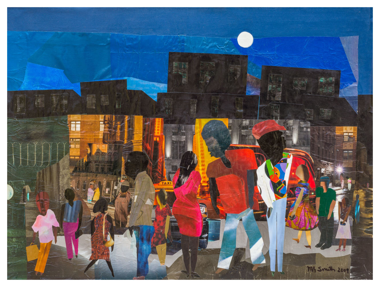 Melvin Smith, Chicago at Night Paper, 2009, collage on canvas, 30 x 40in.