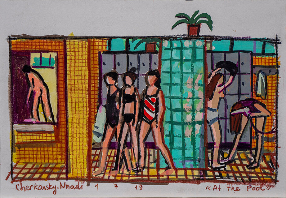 At the Pool, 2019
Markers and wax crayons on paper
8.5&amp;nbsp;x 12.5&amp;nbsp;inches