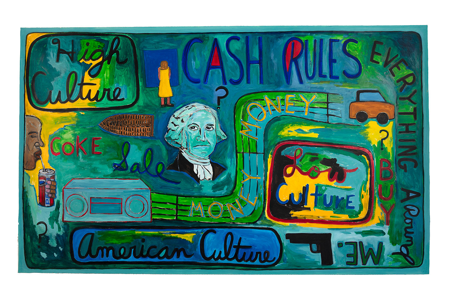 Cash Rules Everything, 1994
Mixed media on paper
51.5 x 84.75 inches