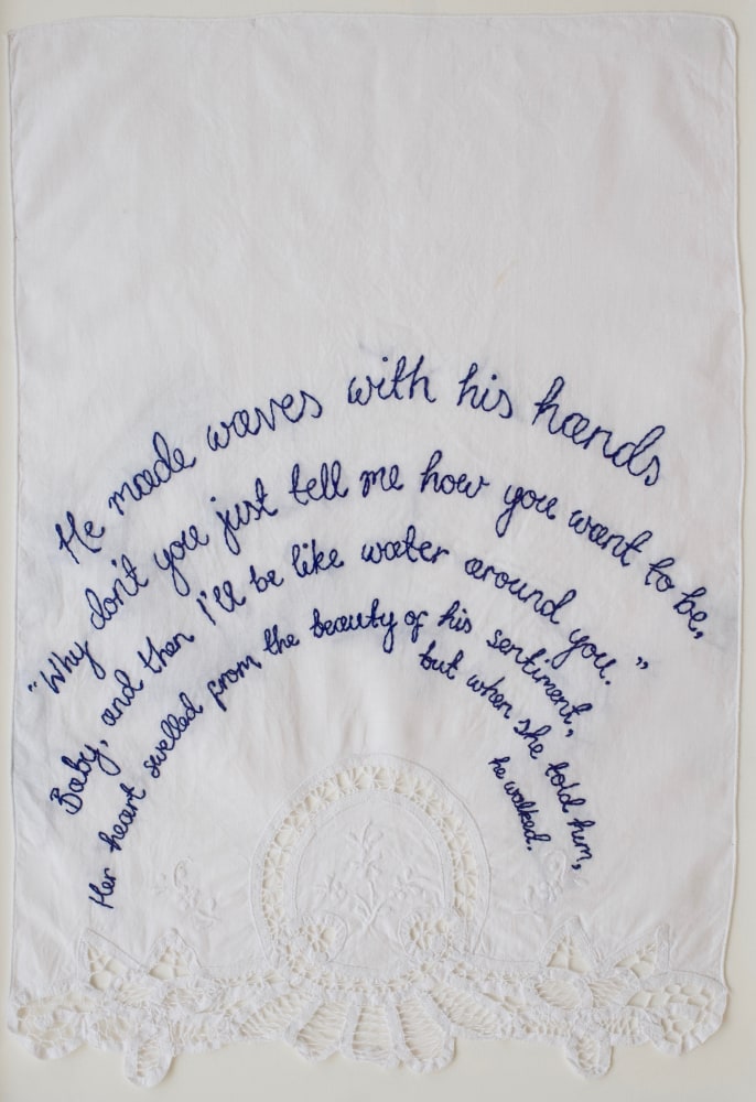 And Other Reasons She Hates October, 2018
Embroidery on vintage linen tea towel
20 x 14 inches