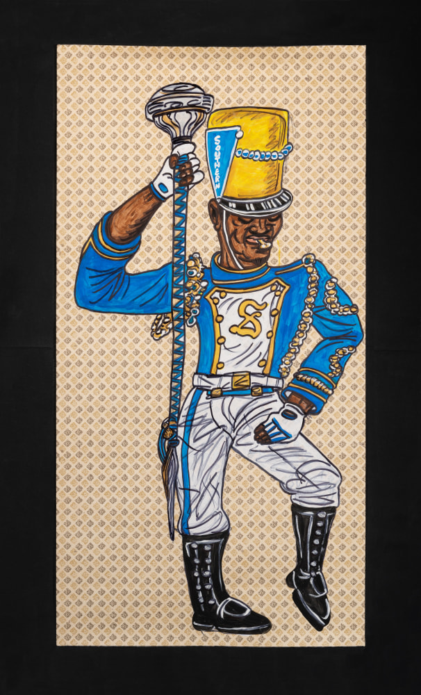 Keith Duncan
Southern University Drum Major 5, 2020
Acrylic on wallpaper mounted to canvas
61 x 37 inches