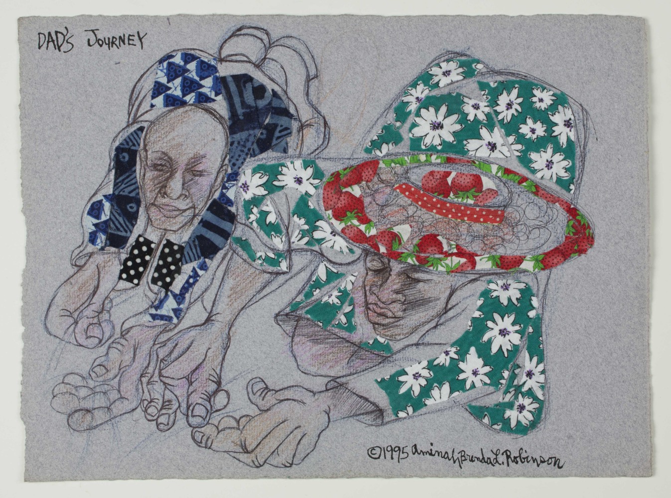 Aminah Brenda Lynn Robinson
Dad&amp;#39;s Journey
1995
10.5 x 15 in.
Graphite, pen, ink, colored pencil, and fabric, on paper