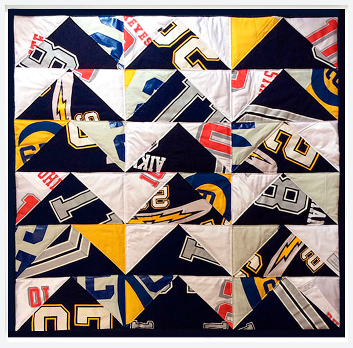 Hank Willis Thomas
Quilt 2 (St. Louis), 2015
Football jerseys and mixed media
59.5&amp;nbsp;x 59.5&amp;nbsp;inches
Courtesy of Jack Shainman Gallery, New York