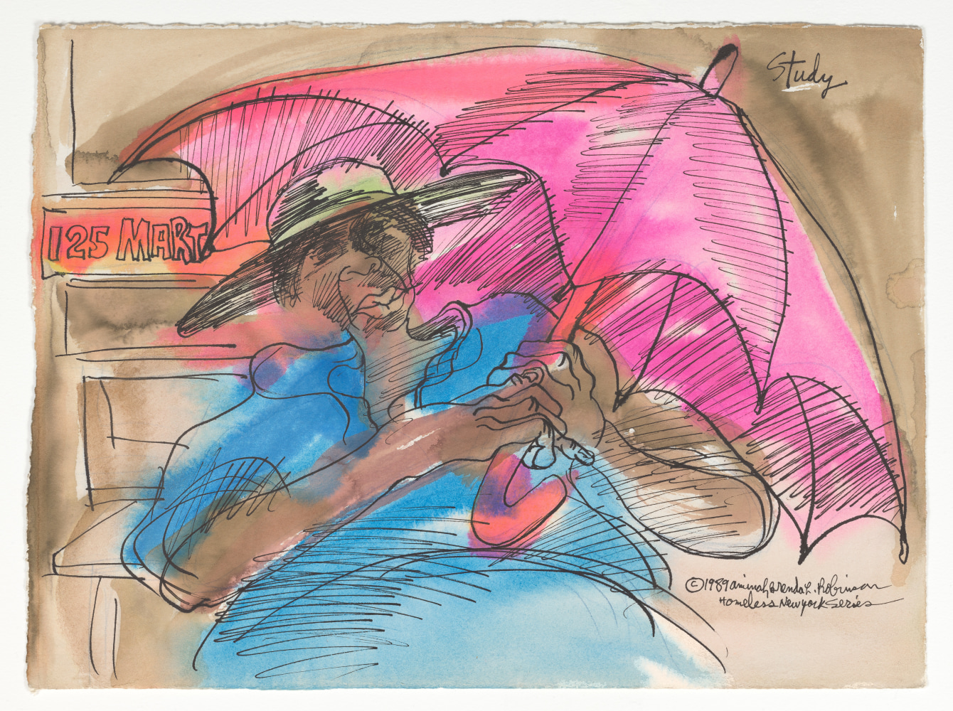 Aminah Brenda Lynn Robinson
125 Mart (Harlem)
1989
11.25 x 15 in.
Watercolor, pen, and ink, on paper