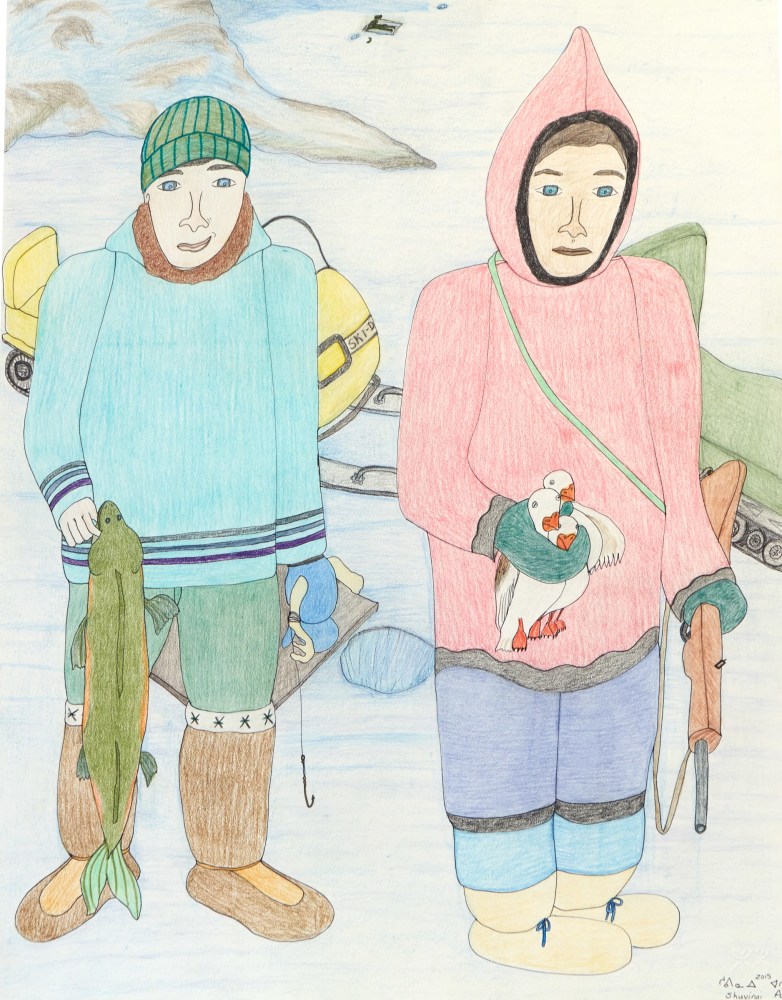Hunters, 2015
Colored pencil &amp;amp; ink on paper
30 x 23 in