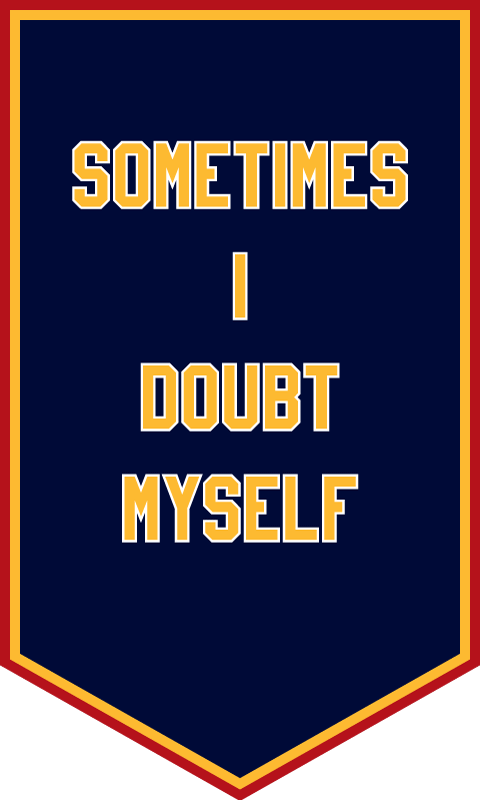 SOMETIMES I DOUBT MYSELF from I&amp;#39;VE BEEN HEARD,
in collaboration with NYC Youth on Streetball, 2017
Nylon and tackle twill applique, rod sleeve on back
60 x 36 inches
