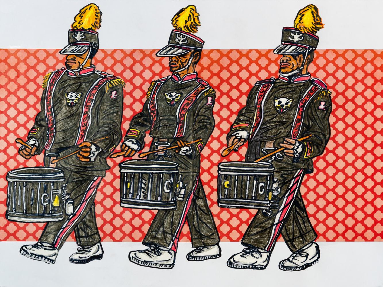 Keith Duncan
Grambling State University Drum Line, 2020
Colored pencil and marker on paper
18 x 24 inches&amp;nbsp;