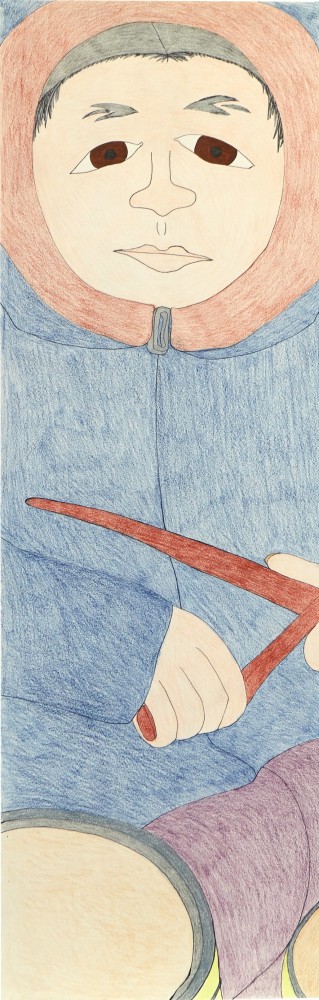 A drummer boy with a blue Tasitsuq parka, 2006
Colored pencil &amp;amp; ink on paper
39.75 x 13 in