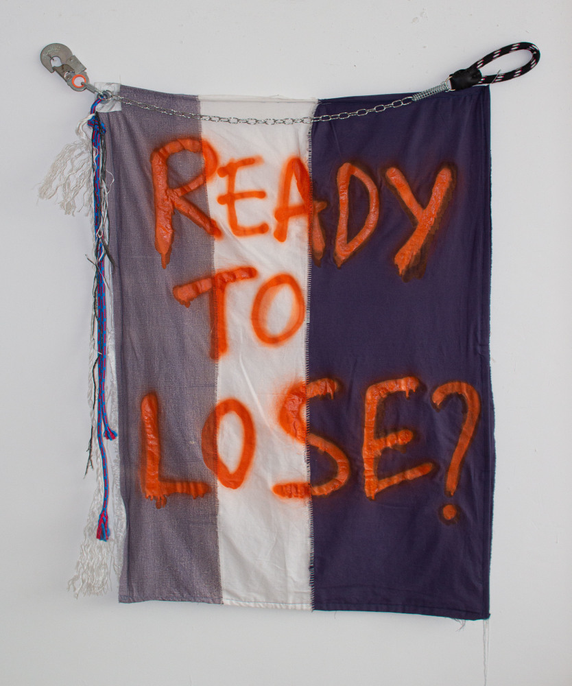 Randolpho Lamonier
Ready to Lose?, 2021
Mixed media (Chains, ropes and painting on fabric)
51 x 43.5 inches