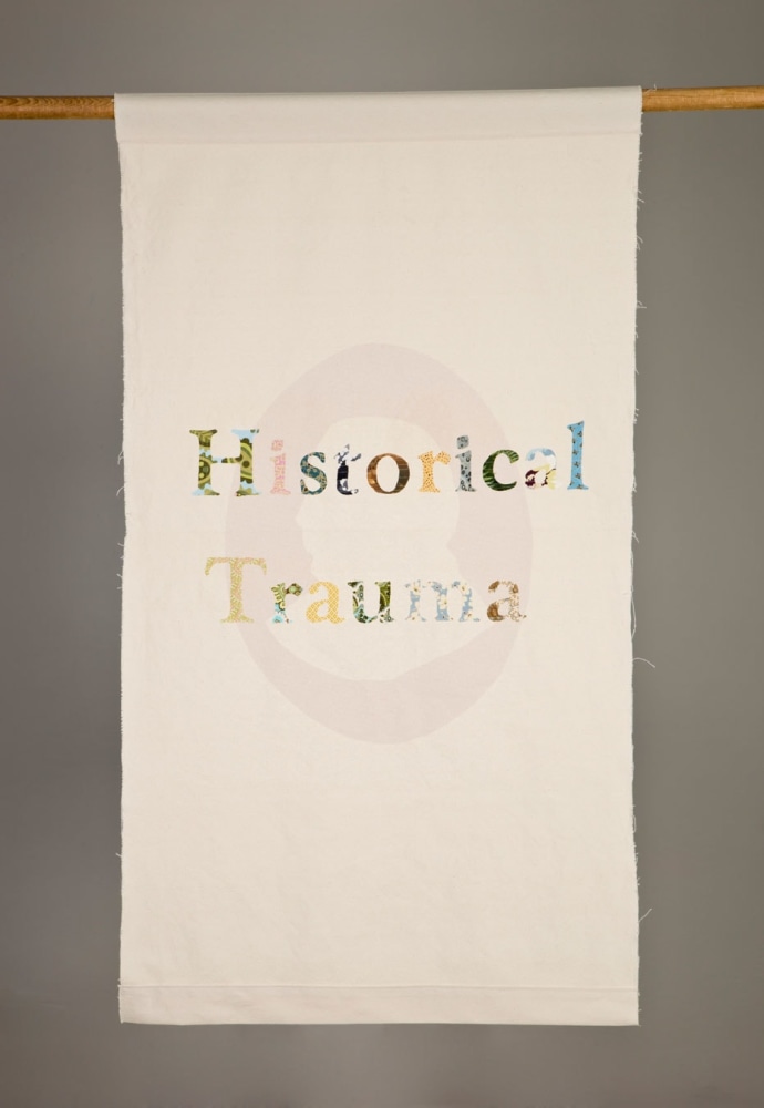 Gina Adams
Historical Trauma, 2014
Painters canvas, calico fabric, thread
3 x 5 feet
Courtesy of the Artist and Fort Gansevoort