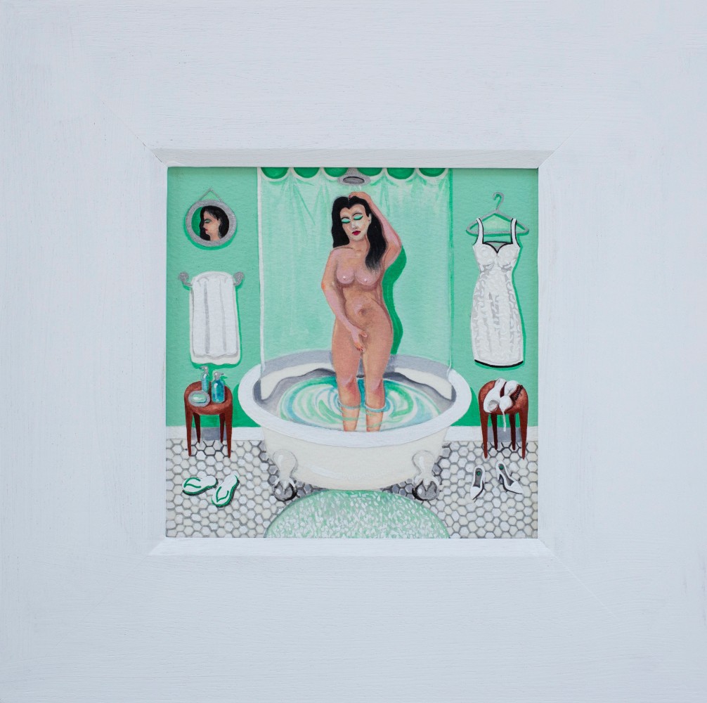 Nick Quijano

La-Tina (The Tub), 2011

Gouache on Arches paper with&amp;nbsp;wood matte

12.5 x 12.5 inches