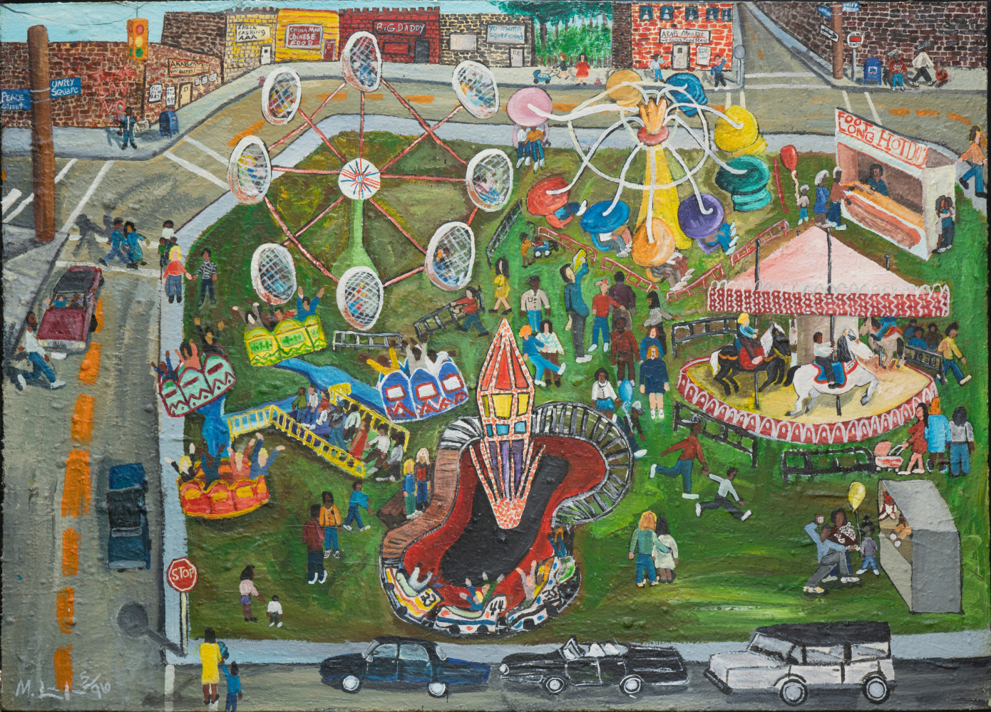 A Day At The Carnival, 1996
Acrylic on Textured Canvas
62 x 85&amp;nbsp;inches