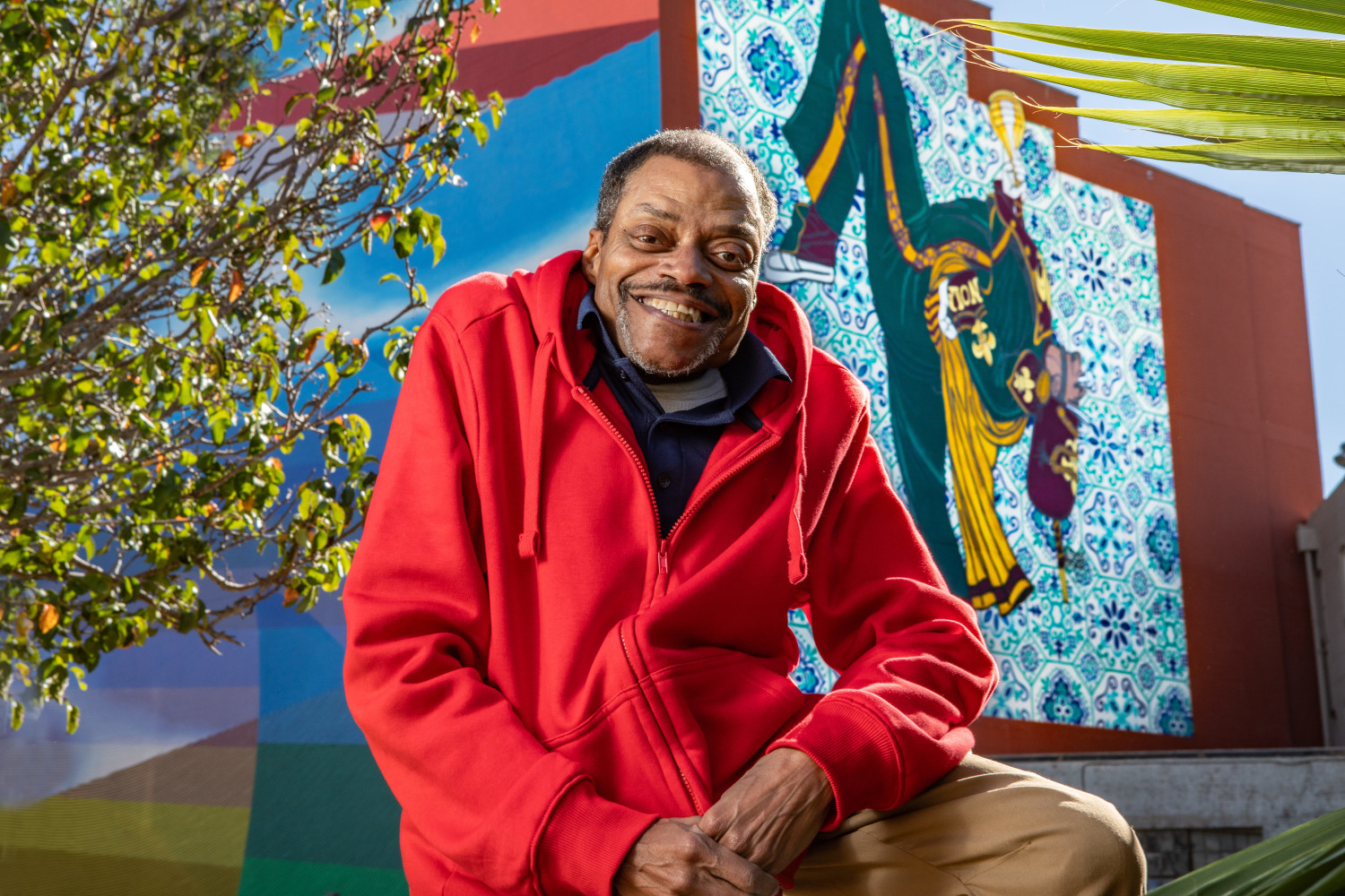 Artist Keith Duncan stands in front of his &amp;quot;Drum Major of NOLA&amp;quot; mural at The Ogden Museum of Southern Art.
Photo by: Crista Rock