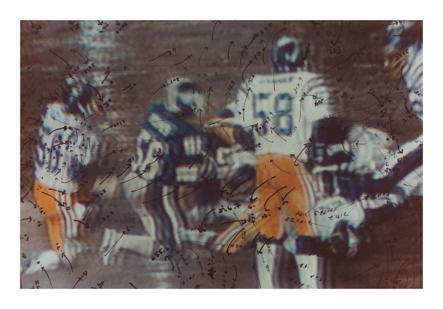 Howardena Pindell
Video Drawings: Football, 1976
C-Print
8 x 10 inches
Signed and dated
Courtesy of the Artist and Garth Greenan Gallery