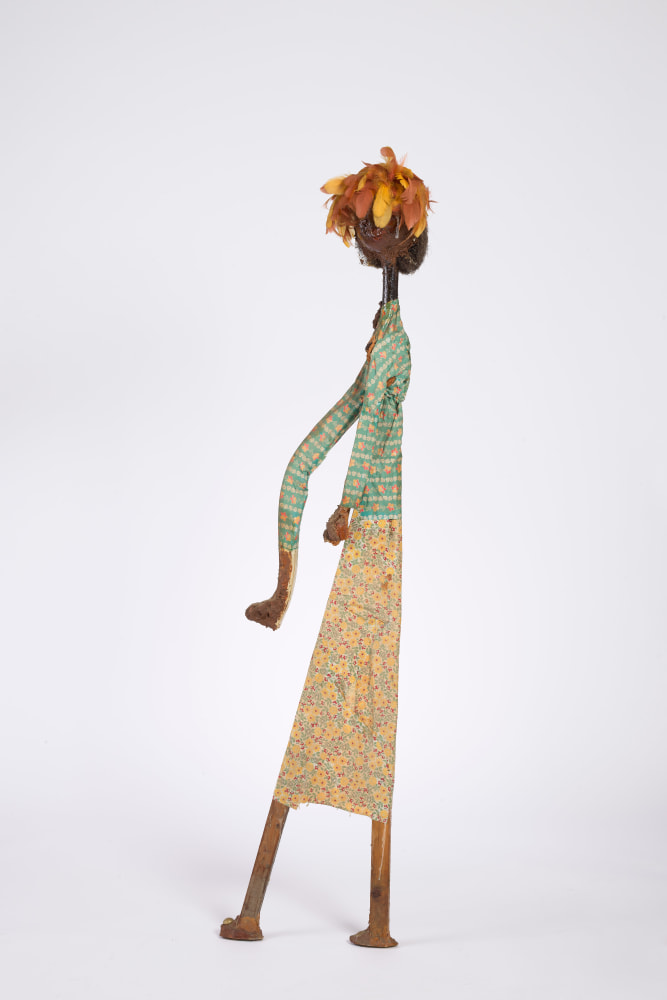 Aminah Brenda Lynn Robinson
Woman with Feathered Hat

c.1980s-1990s
66 x 16 x 15.5 in.
Hogmawg, fabric, and mixed media