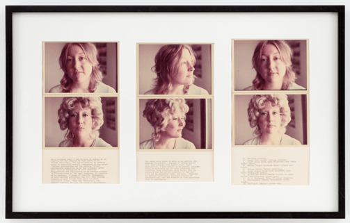 Martha Wilson
Painted Lady, 1972-1973
Laminated color photographs and text
19.5 x 31 inches (Framed)
Courtesy of the artist and P&amp;bull;P&amp;bull;O&amp;bull;W, New York