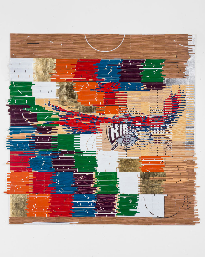 Ronny Quevedo
Wiphala in the Paint, 2014
Contact paper, enamel, screen print, gold leaf, silver leaf on paper
38 x 38 inches
Courtesy of the Artist
