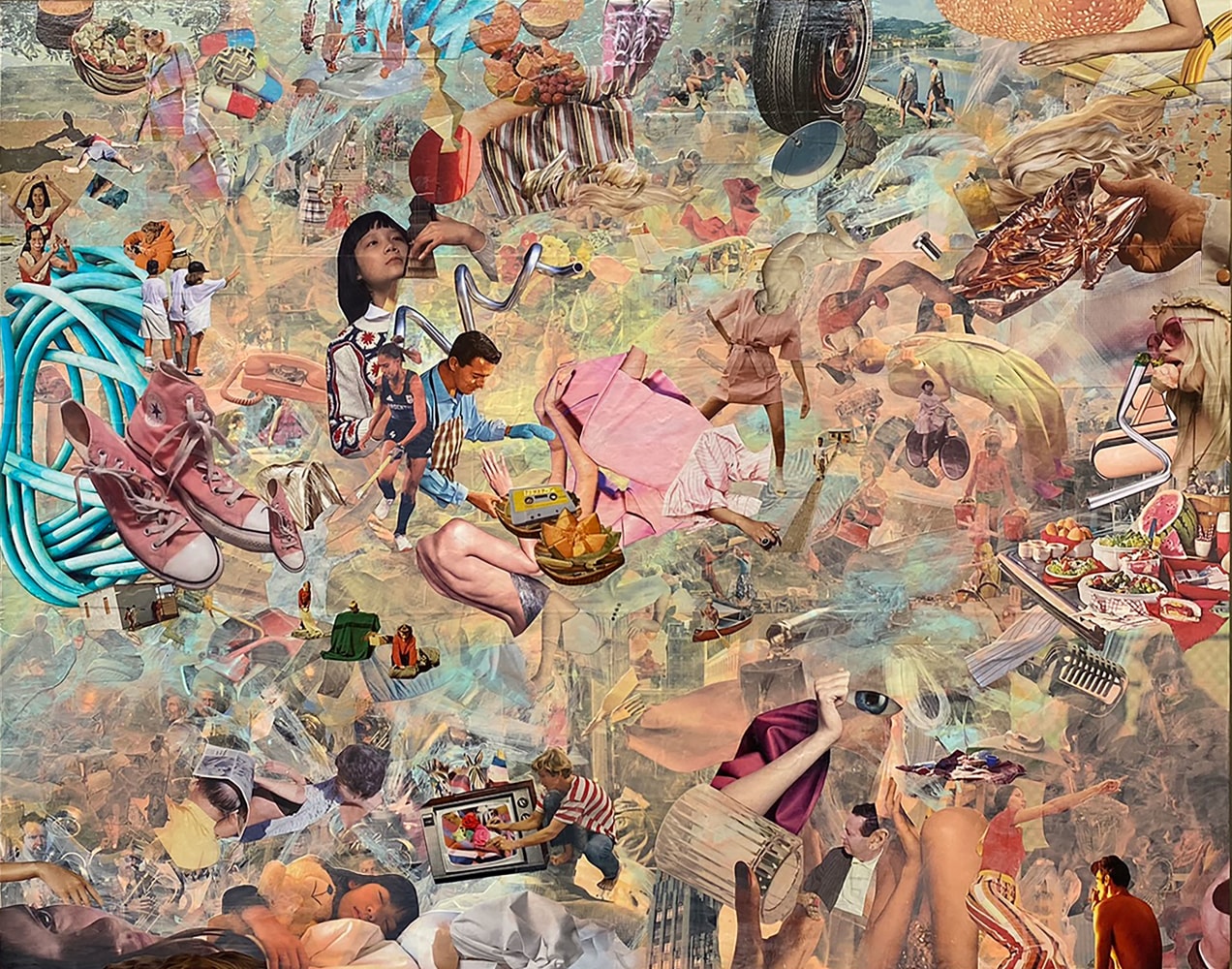 Mixtapes For Breakfast  38&quot; x 48&quot;  Acrylic And Collage On Panel