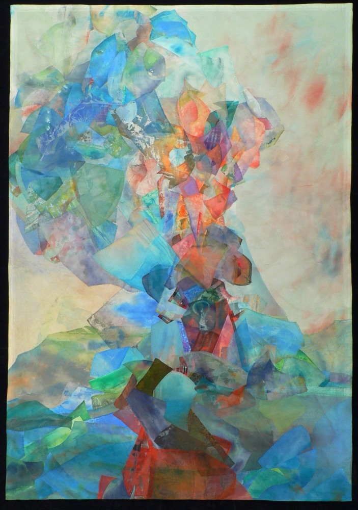 Emily Richardson, Undertow  69&quot; x 48&quot;  Acrylic And Thread On Silk