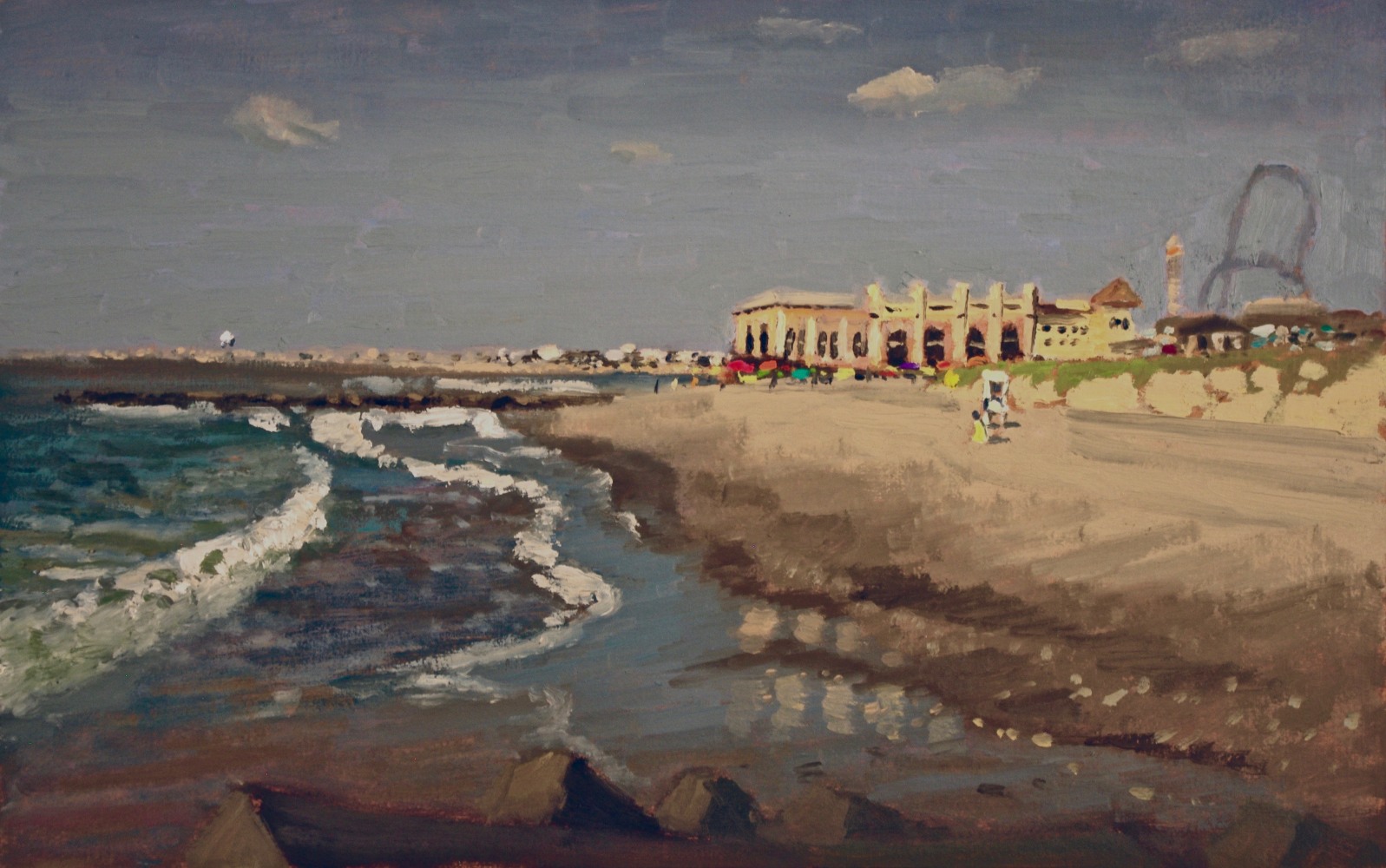 Giovanni Casadei, Distant Music Pier  9″ x 14″  Oil On Panel