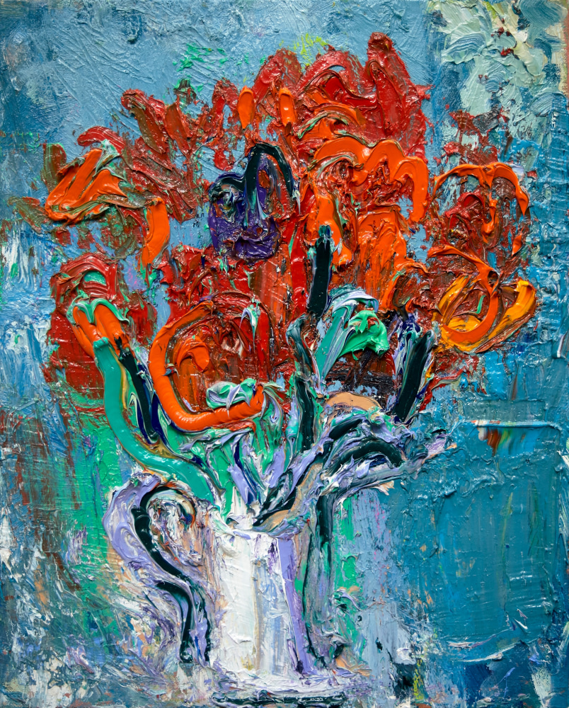 Ying Li, Red Tulip #1  20&quot; x 16&quot;  Oil On Linen