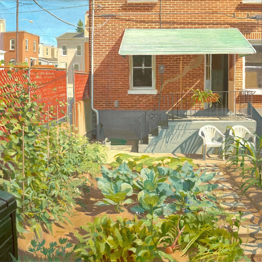 Scott Noel, Jan's Garden  59&quot; x 59&quot;  Oil On Linen