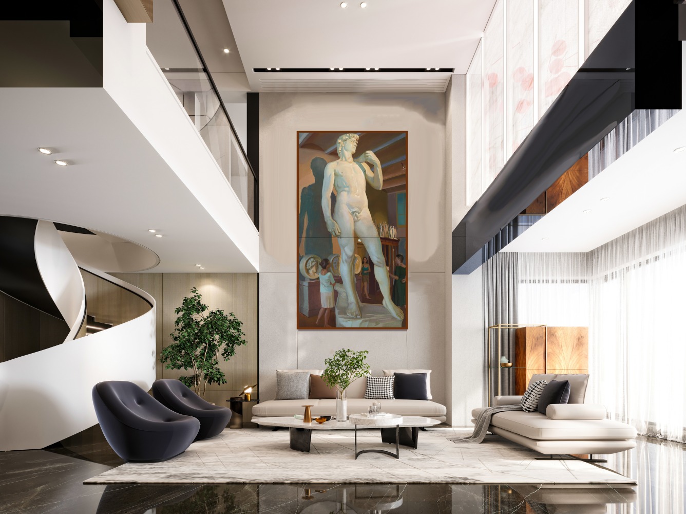 Scott Noel, David In The Cast Hall 130&quot; x 72&quot;  Oil On Linen  $42,000