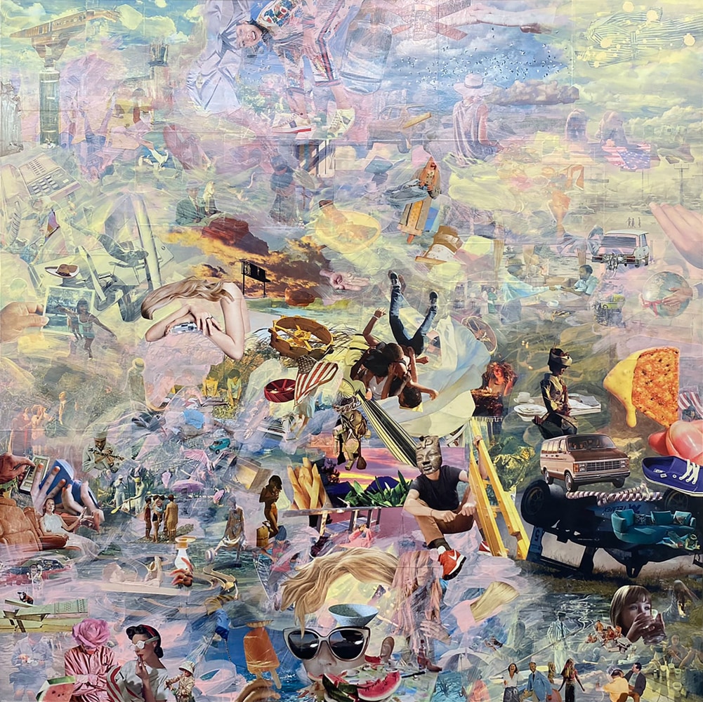 Mosh-Pit Landscape  48&quot; x 48&quot;  Acrylic And Collage On Panel