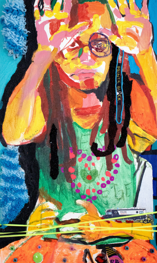 Prints Black  20.5&quot; x 12&quot;  Mixed Media On Panel