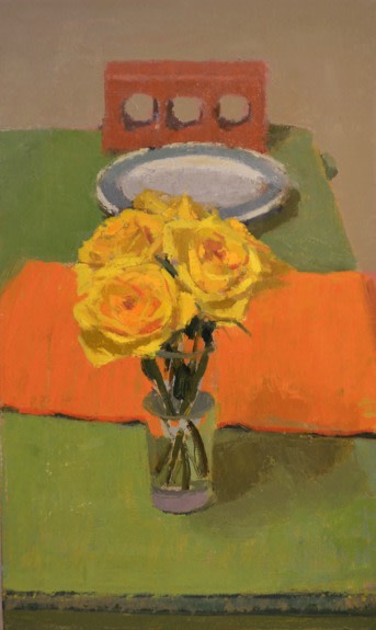 Elizabeth Geiger, Roses And Brick  20″ x 12″  Oil On Linen