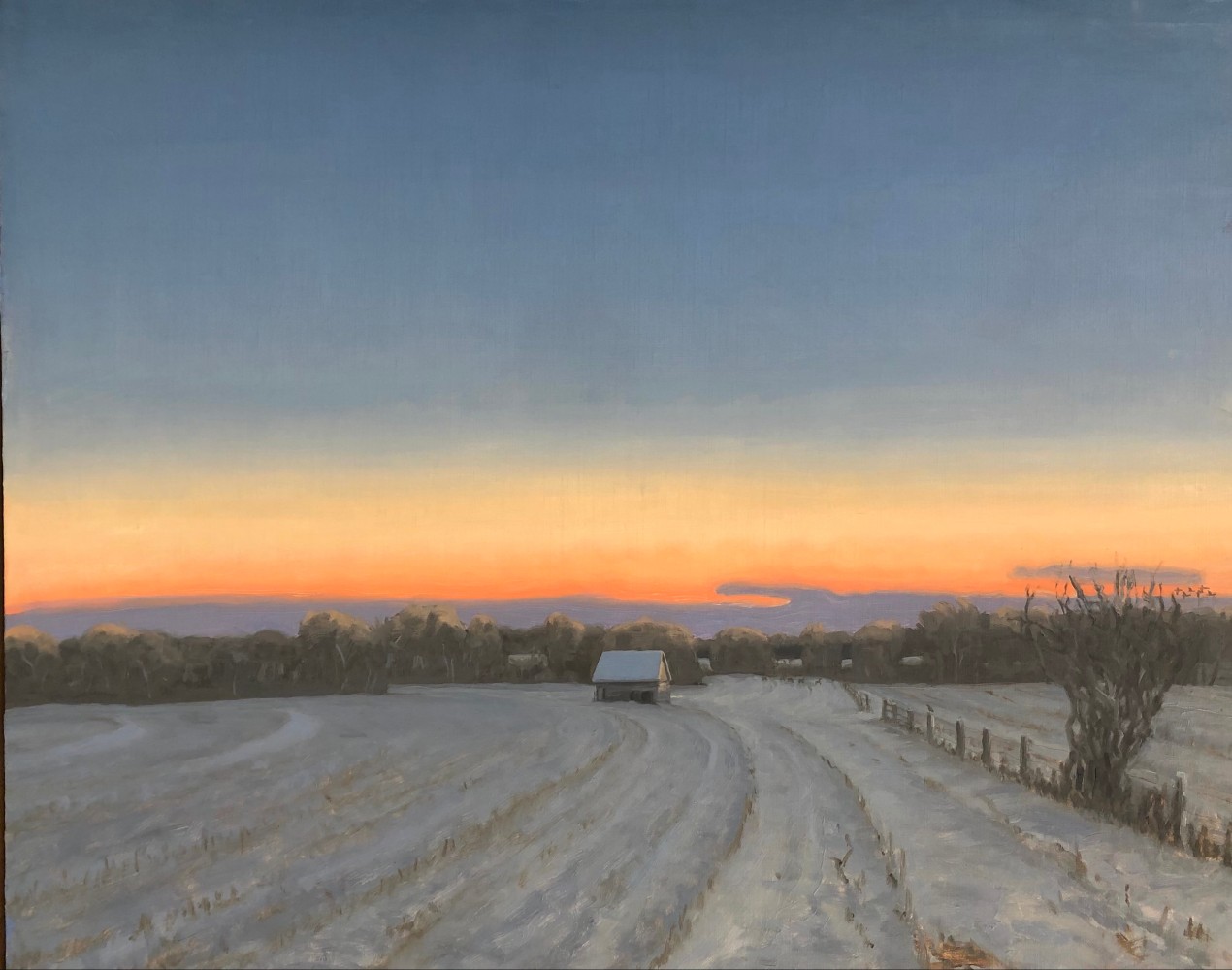 Max Mason, Winter Corn Crib 24&quot; x 30&quot;  Oil On Canvas