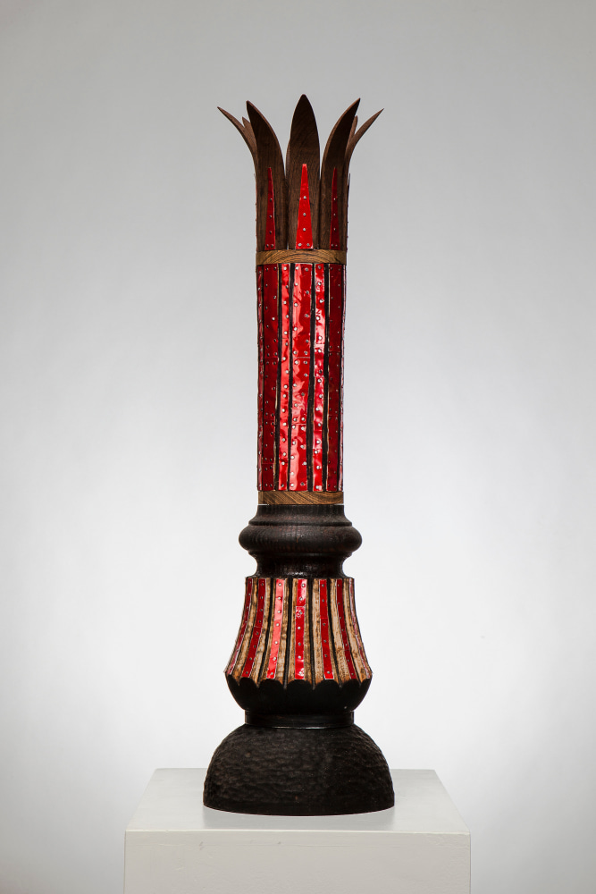 Red  25&quot; x 7&quot; x 7&quot;  Found And Carved Woods, Recycled Soda Cans And Nails