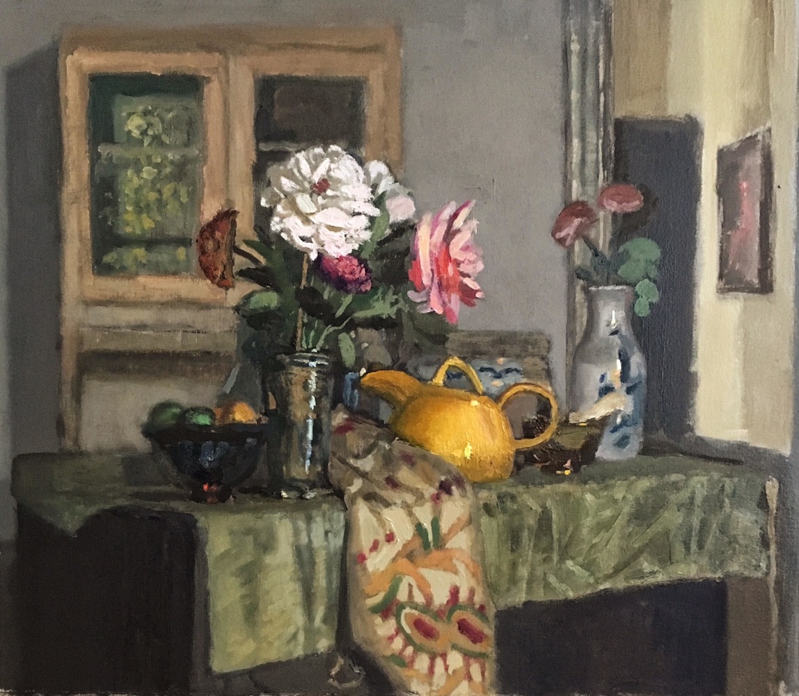 Giovanni Casadei, Yellow Teapot  14&quot; x 16&quot;  Oil On Panel