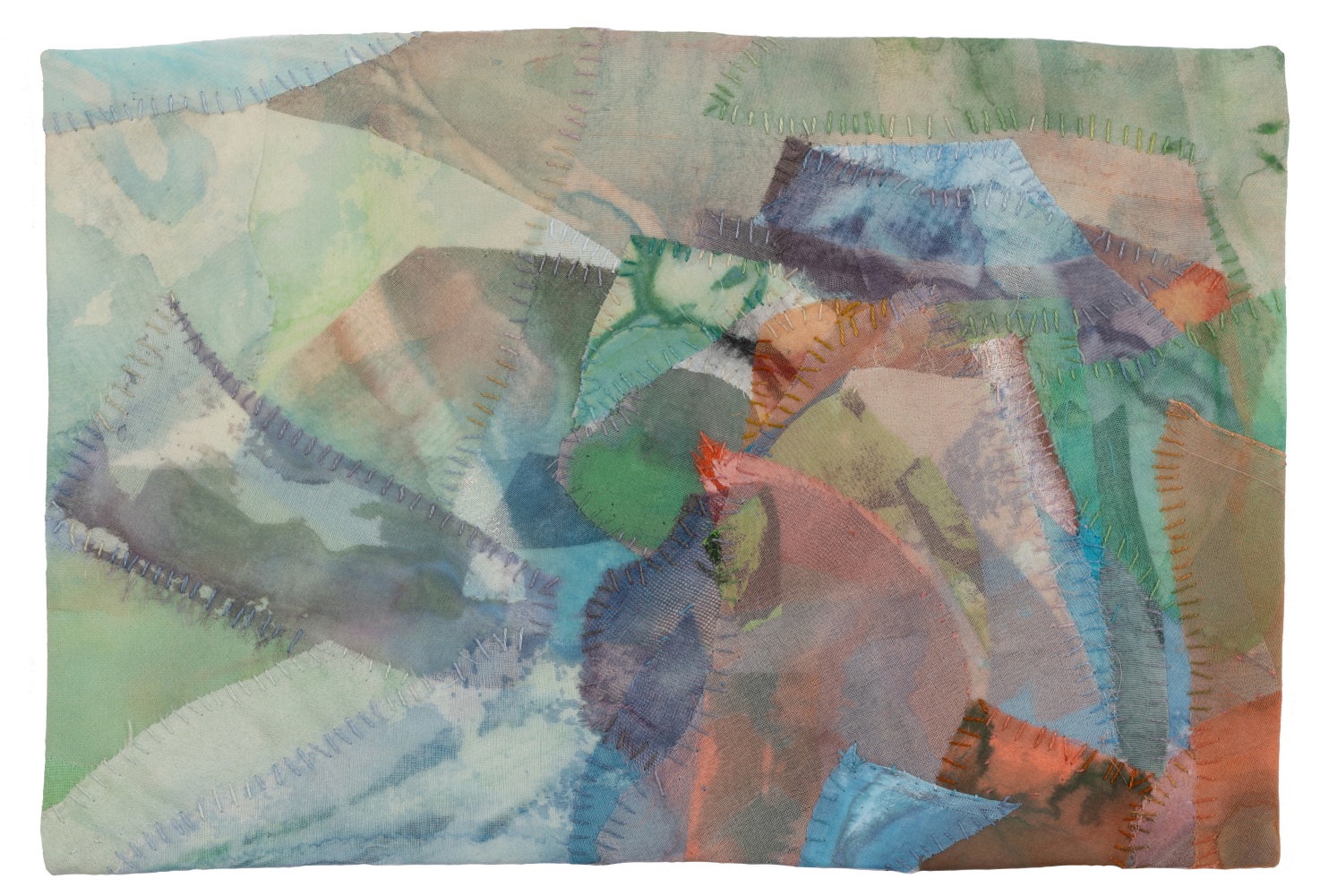 Image 3: Completed, Early Light, 6.5&quot; x 9.5&quot;, Acrylic And Thread On Silk