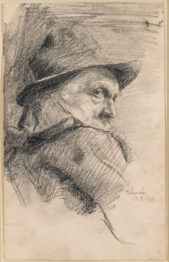 Hermann Struck, Man with brimmed hat, 1899

Graphite on paper, 5.31 by 8.46 inches
(13.5 by 21.5 cm)
Framed: 15 x 18 inches
(Inv# HS3102)