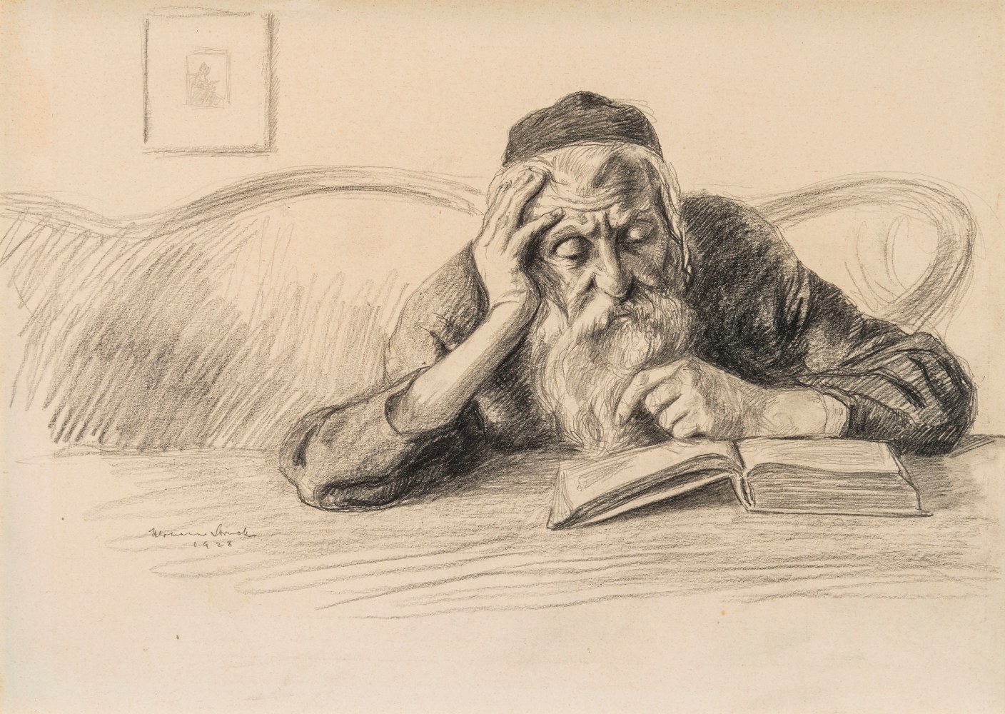 Hermann Struck, Scholar, 1928
Graphite on paper, 12.48 by 8.82 inches
(31.7 by 22.4 cm)
Framed: 17 3/4 x 13 3/4 inches
Edition AP
(Inv# HS2180.1)