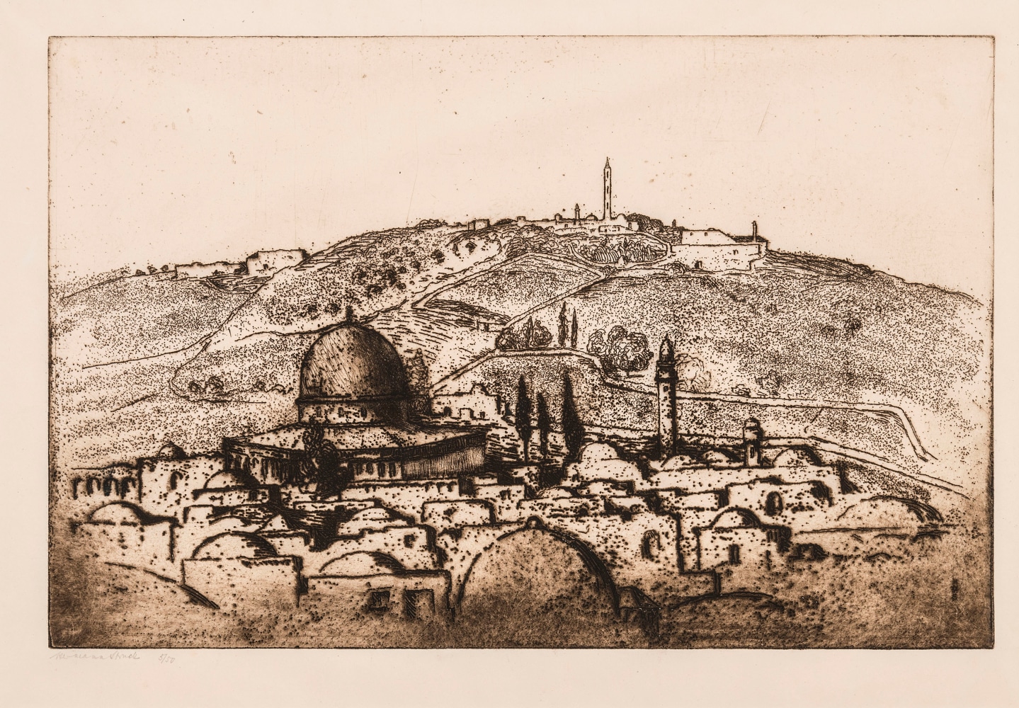 Hermann Struck, View of the Temple Mount, Jerusalem
Etching, 19.45 by 12.6 inches (49.4 by 32 cm) Ed. 5 of 50
&amp;nbsp;