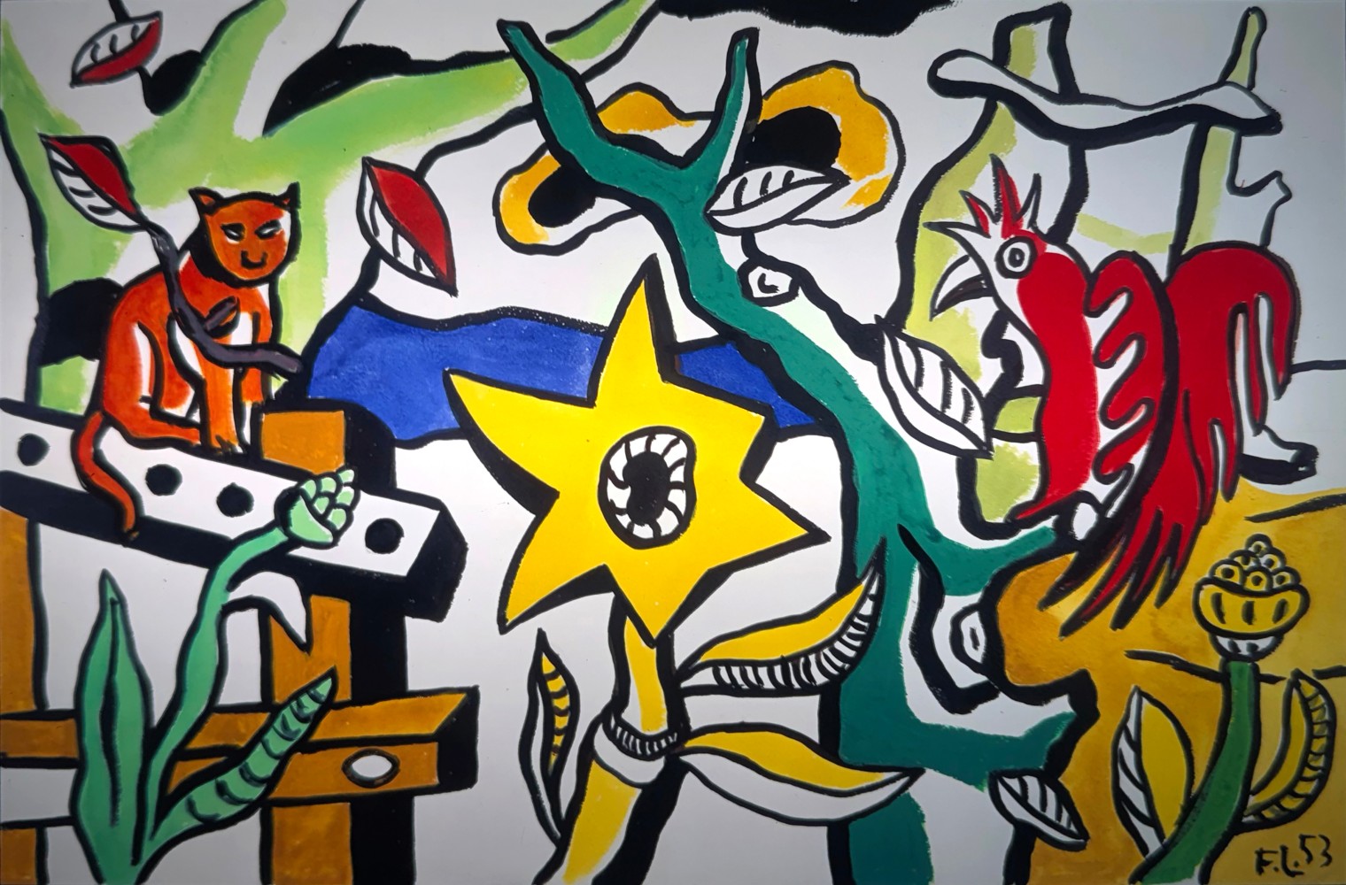 Fernand Leger, Le Chat et le Coq, 1953

gouache, 40 x 50.1 cm